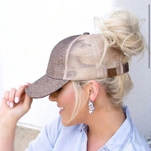 Smokey gold glitter women’s baseball cap - Picture 4 of 7